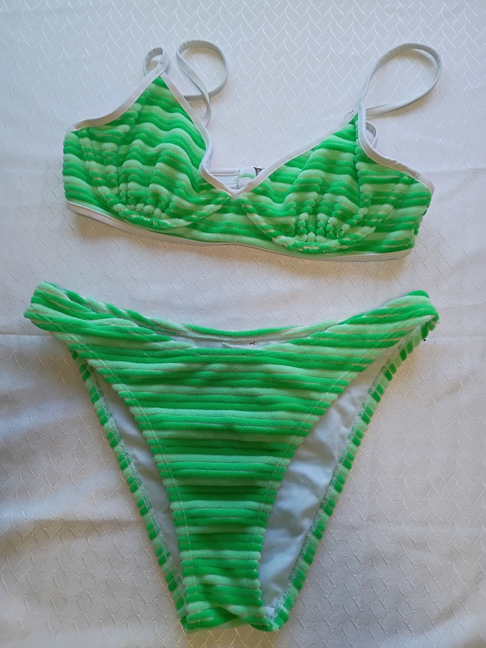 No Boundaries Pastel Green and White Bikini Bottom
